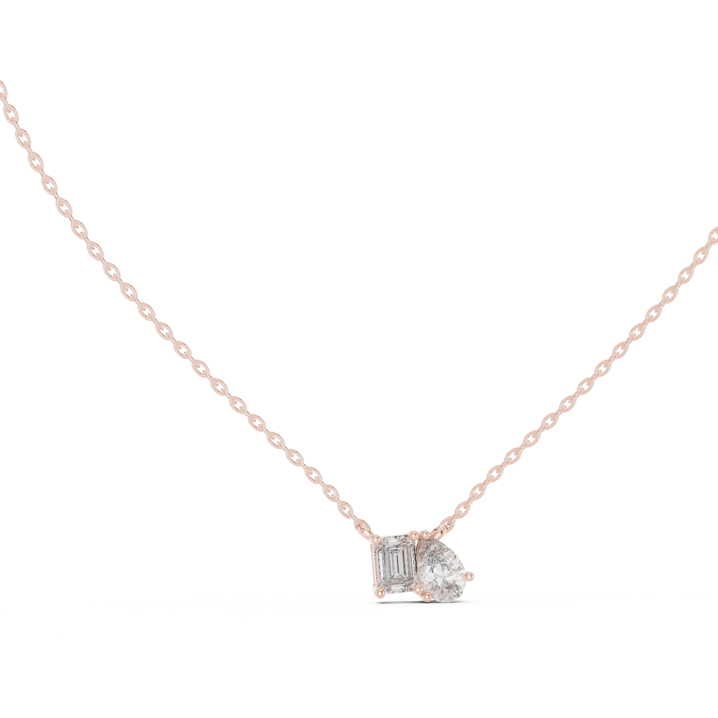 Fine Jewelry Two Stone Diamond Pendant in Rose Gold