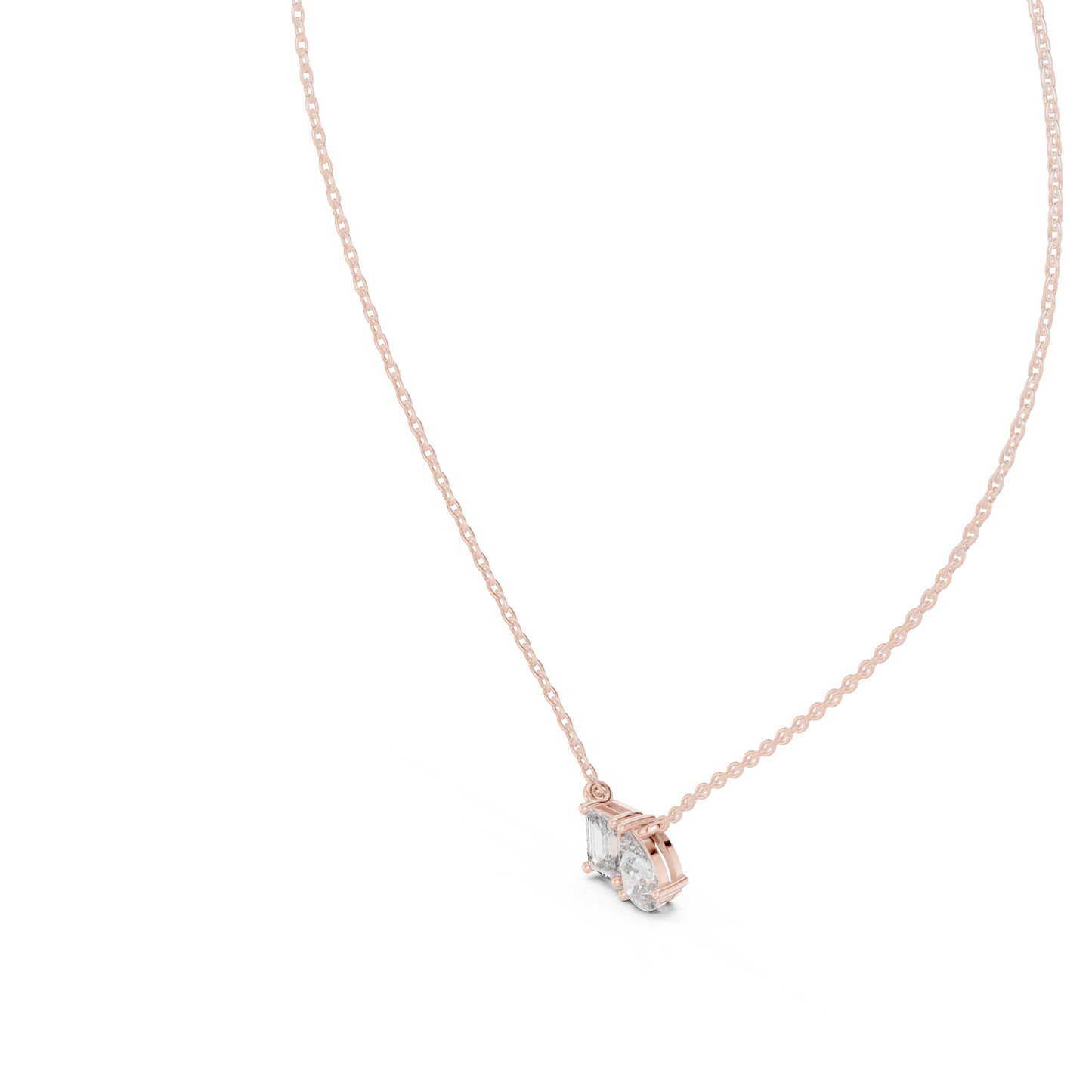 Fine Jewelry Two Stone Diamond Pendant in Rose Gold