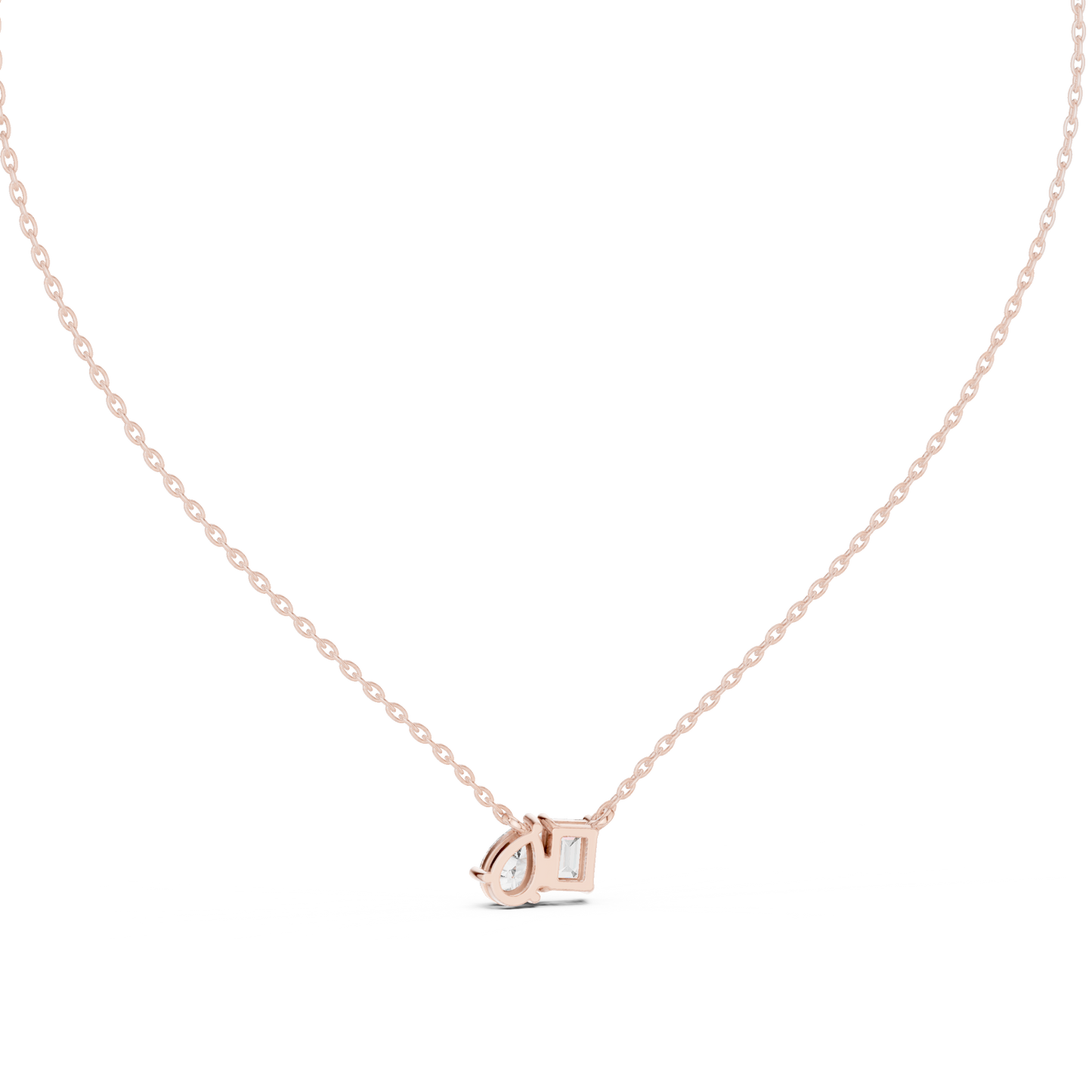 Fine Jewelry Two Stone Diamond Pendant in Rose Gold