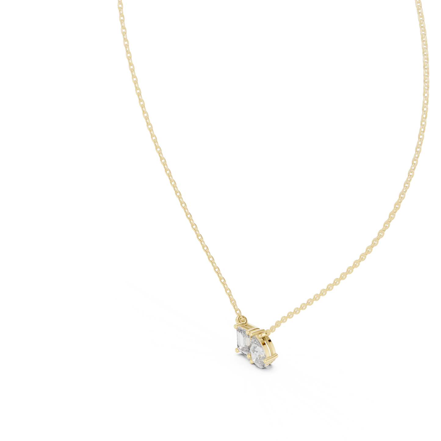 Fine Jewelry Two Stone Diamond Pendant in Rose Gold