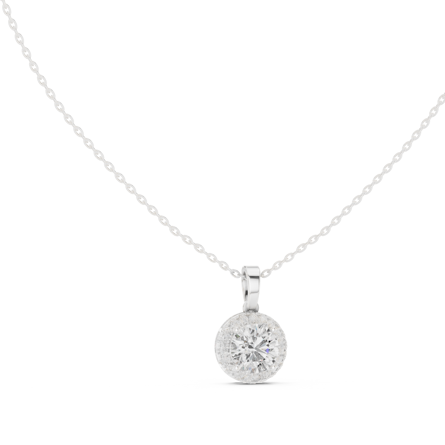 Timeless Round Diamond Pendant with Sparkling Halo