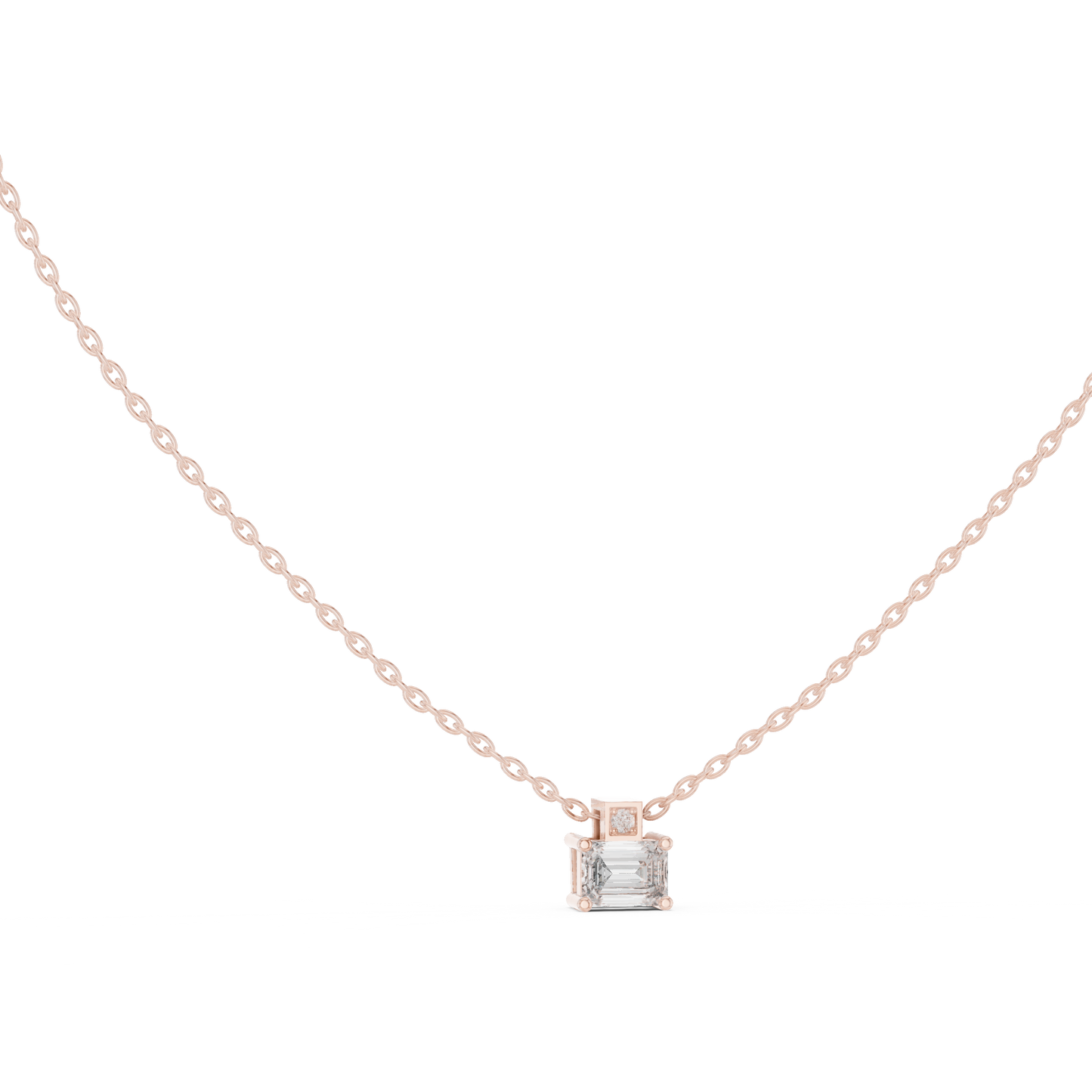 Fine Jewelry Emerald Cut Solitaire Pendant with Diamond Detail