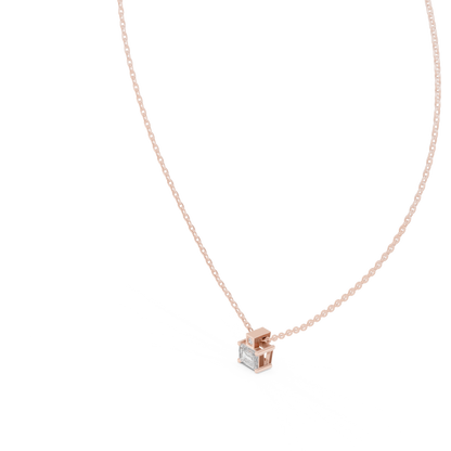 Fine Jewelry Emerald Cut Solitaire Pendant with Diamond Detail