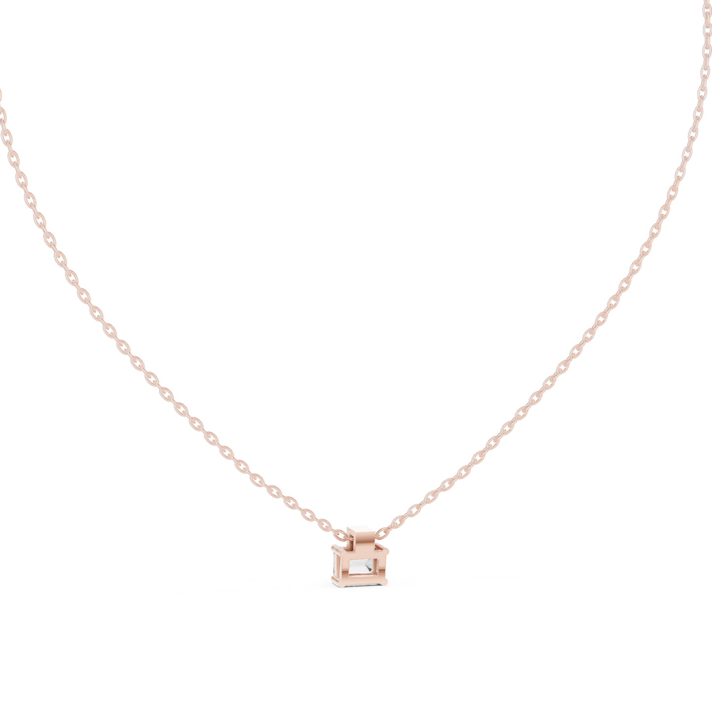 Fine Jewelry Emerald Cut Solitaire Pendant with Diamond Detail