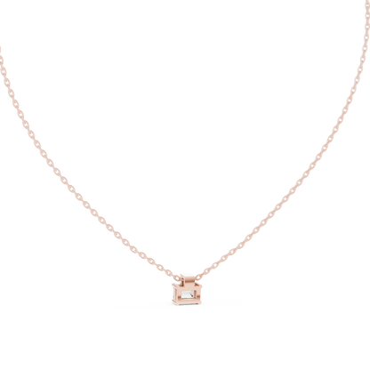 Fine Jewelry Emerald Cut Solitaire Pendant with Diamond Detail