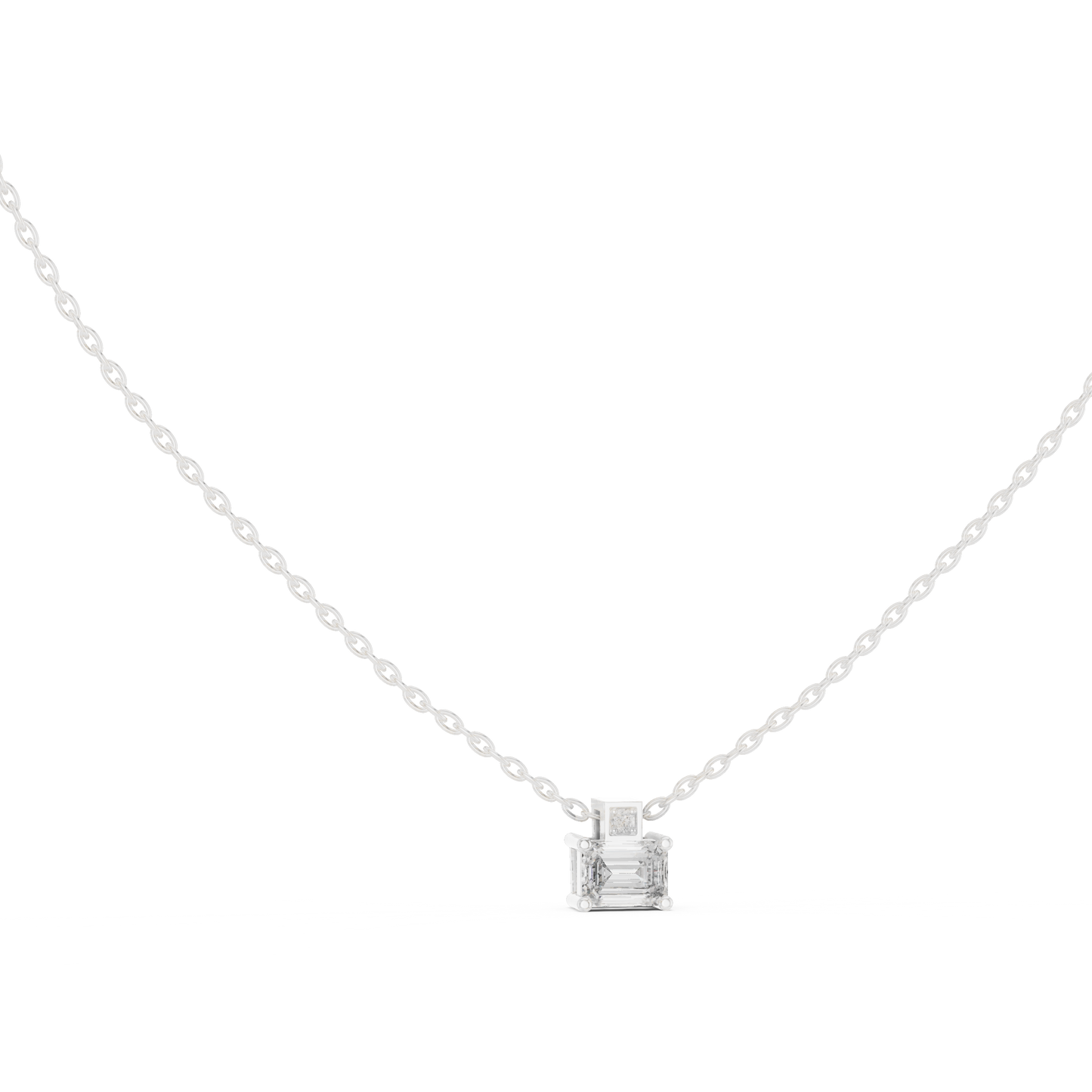 Fine Jewelry Emerald Cut Solitaire Pendant with Diamond Detail