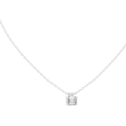 Fine Jewelry Emerald Cut Solitaire Pendant with Diamond Detail