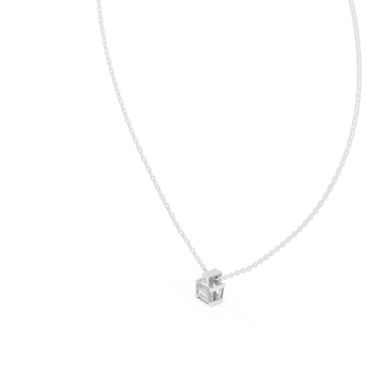 Fine Jewelry Emerald Cut Solitaire Pendant with Diamond Detail