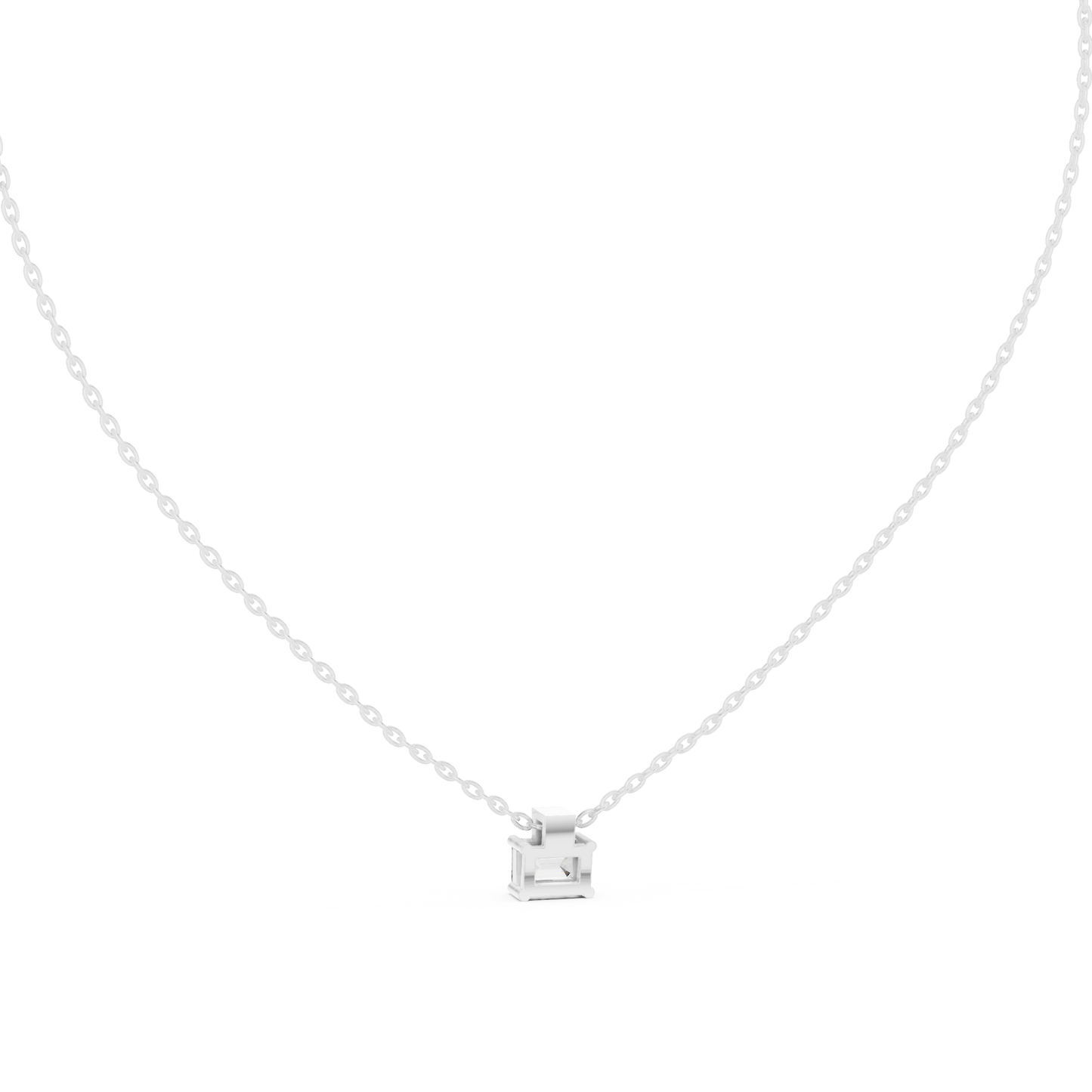 Fine Jewelry Emerald Cut Solitaire Pendant with Diamond Detail