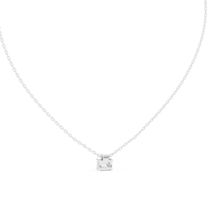 Fine Jewelry Emerald Cut Solitaire Pendant with Diamond Detail