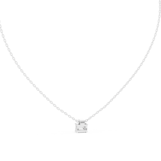 Fine Jewelry Emerald Cut Solitaire Pendant with Diamond Detail