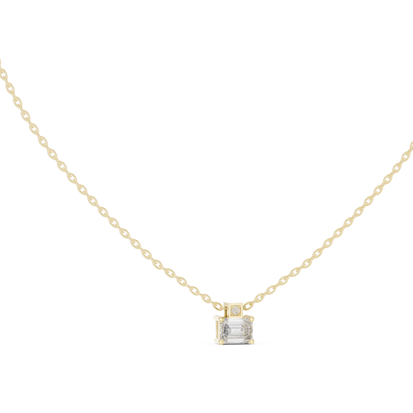 Fine Jewelry Emerald Cut Solitaire Pendant with Diamond Detail