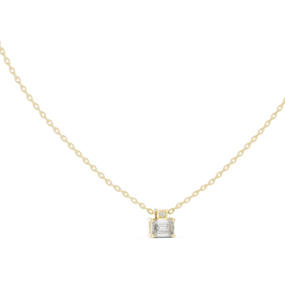 Fine Jewelry Emerald Cut Solitaire Pendant with Diamond Detail