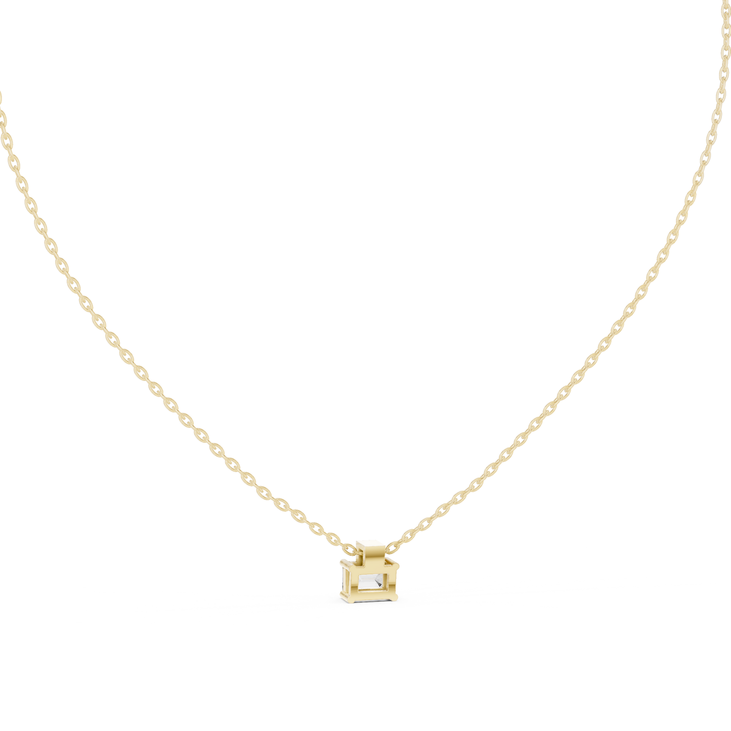 Fine Jewelry Emerald Cut Solitaire Pendant with Diamond Detail