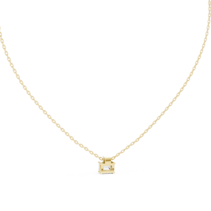 Fine Jewelry Emerald Cut Solitaire Pendant with Diamond Detail