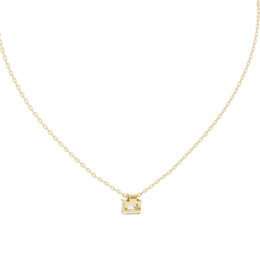 Fine Jewelry Emerald Cut Solitaire Pendant with Diamond Detail