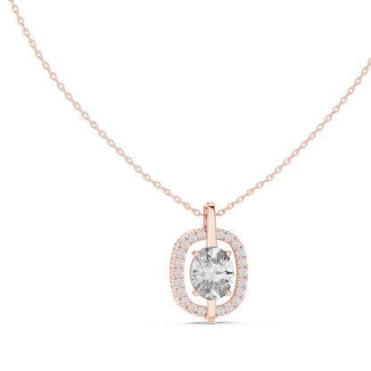Elegant Oval Halo Diamond Pendant Necklace
