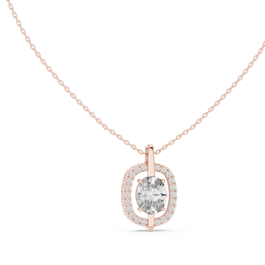 Elegant Oval Halo Diamond Pendant Necklace