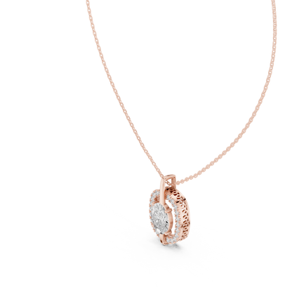 Elegant Oval Halo Diamond Pendant Necklace
