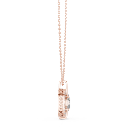 Elegant Oval Halo Diamond Pendant Necklace