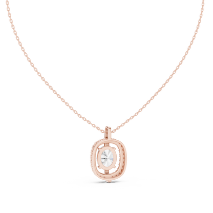 Elegant Oval Halo Diamond Pendant Necklace