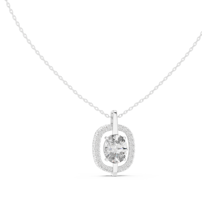 Elegant Oval Halo Diamond Pendant Necklace