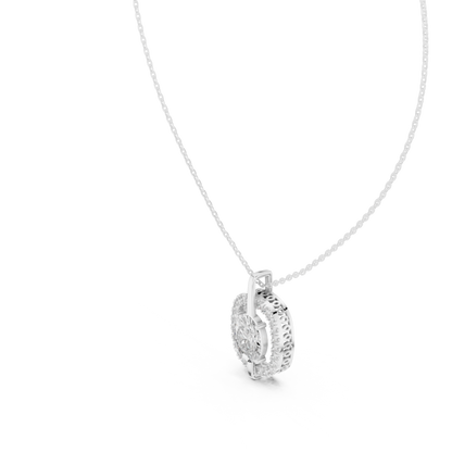 Elegant Oval Halo Diamond Pendant Necklace