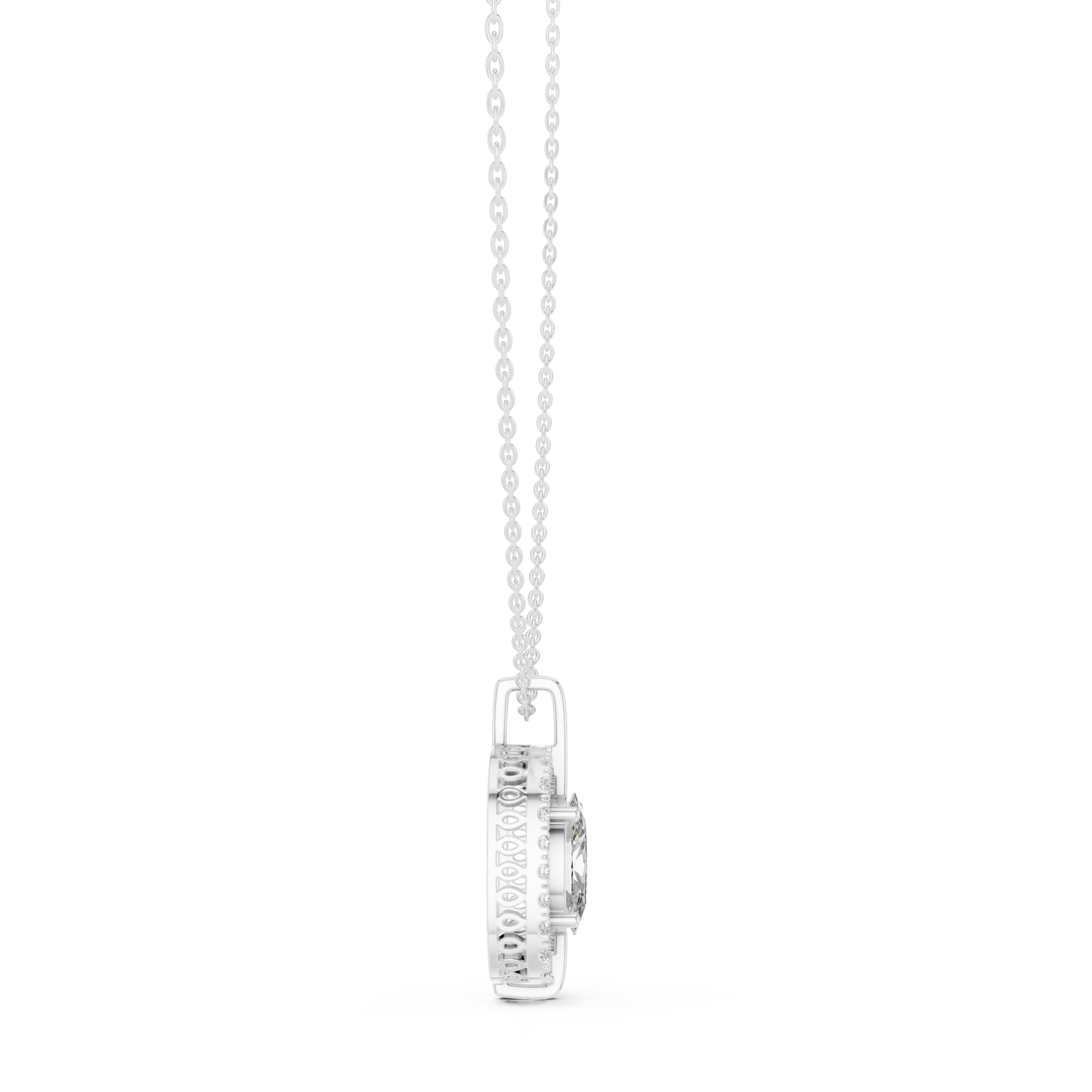 Elegant Oval Halo Diamond Pendant Necklace