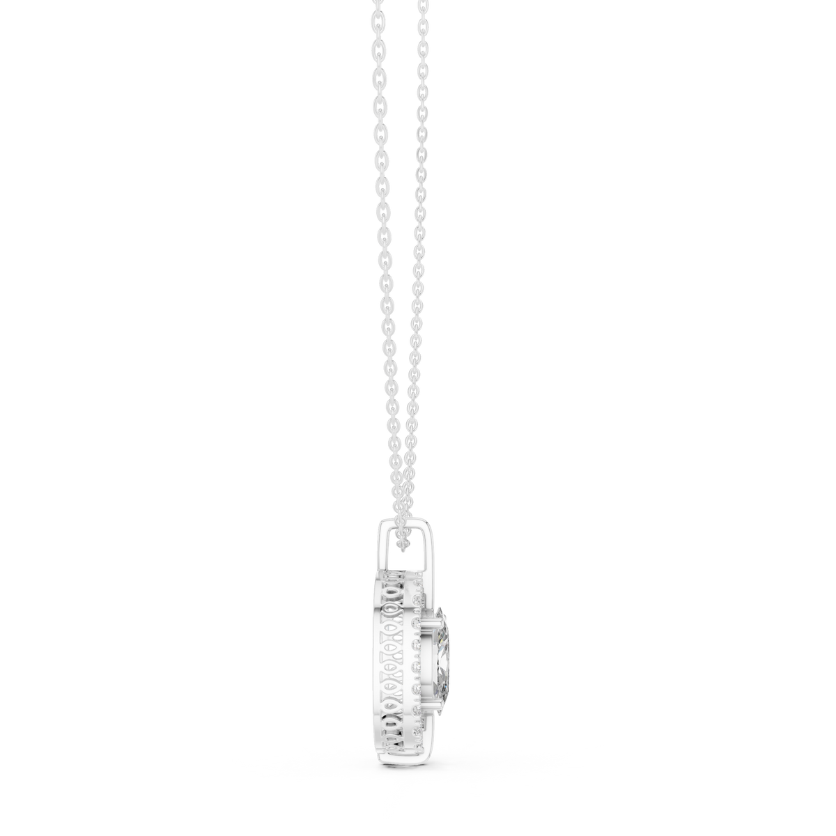 قلادة باندنت هالة ماسية بيضاوية أنيقة