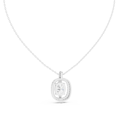 Elegant Oval Halo Diamond Pendant Necklace