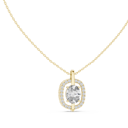 Elegant Oval Halo Diamond Pendant Necklace