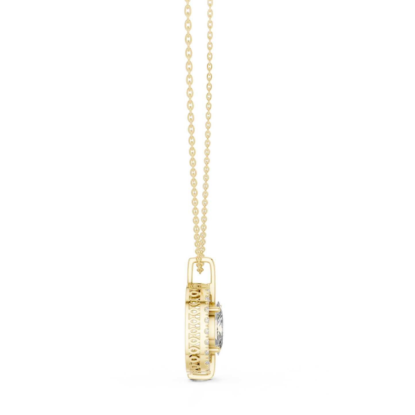 Elegant Oval Halo Diamond Pendant Necklace