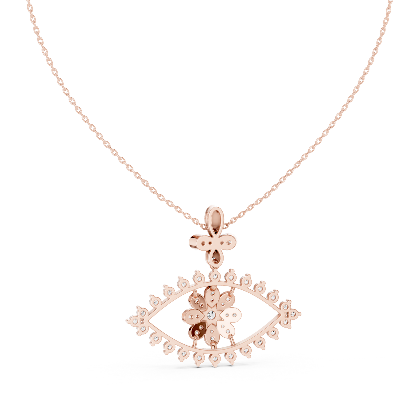 Designer Nazar Protection Pendant with Diamond Flower Center