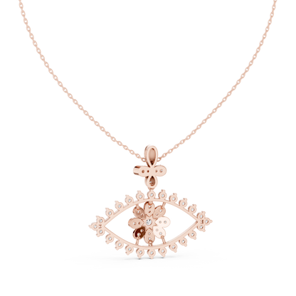 Designer Nazar Protection Pendant with Diamond Flower Center