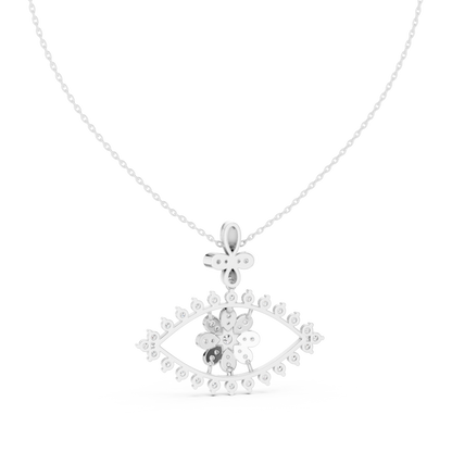 Designer Nazar Protection Pendant with Diamond Flower Center