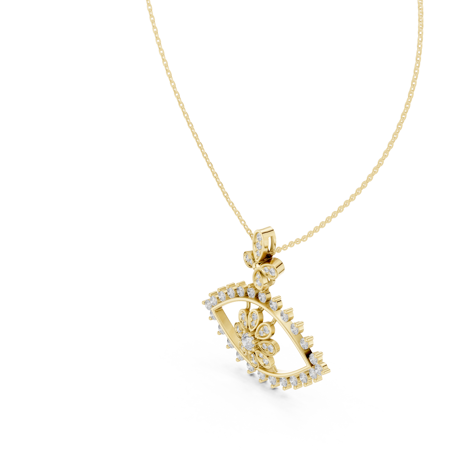 Designer Nazar Protection Pendant with Diamond Flower Center