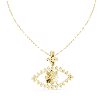 Designer Nazar Protection Pendant with Diamond Flower Center