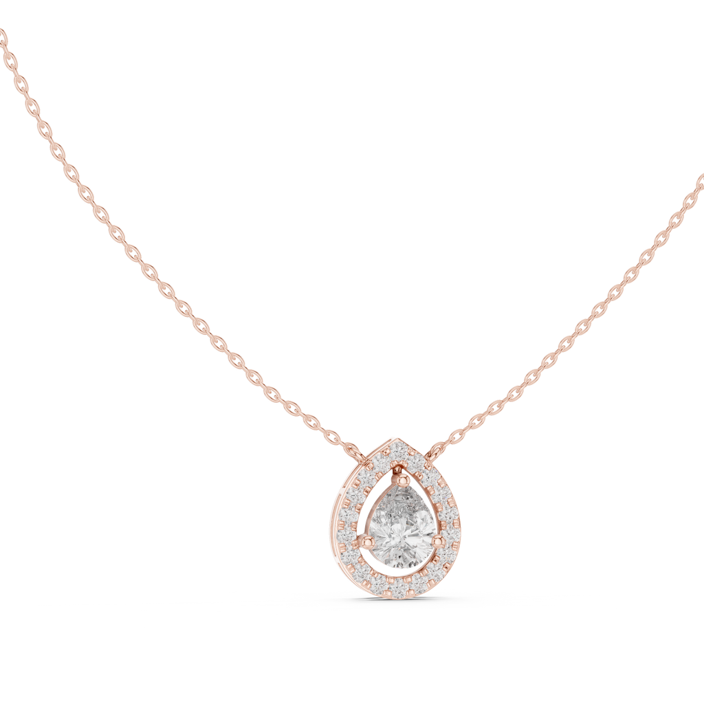 Luxury Teardrop Diamond Pendant Necklace with Halo Design