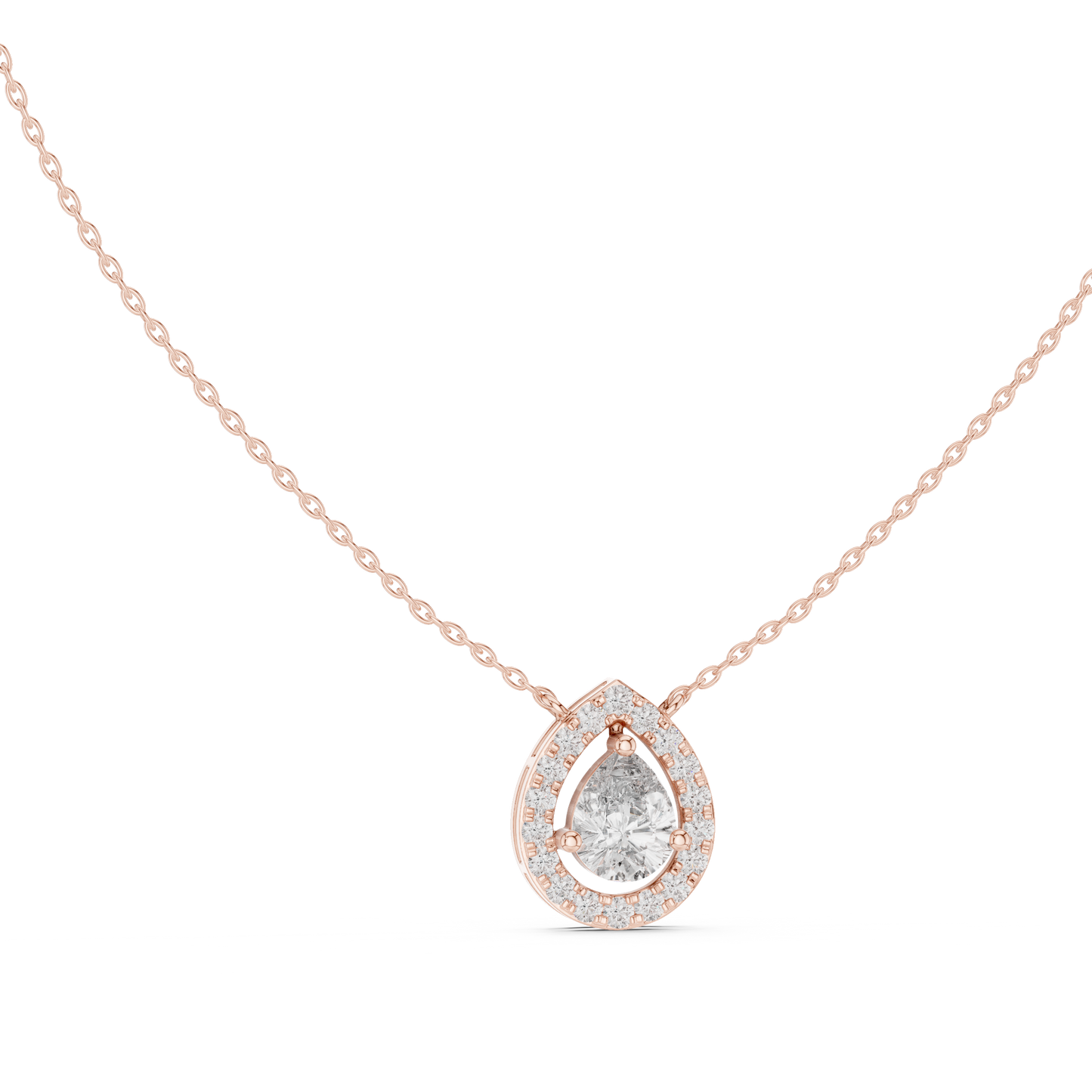 Luxury Teardrop Diamond Pendant Necklace with Halo Design