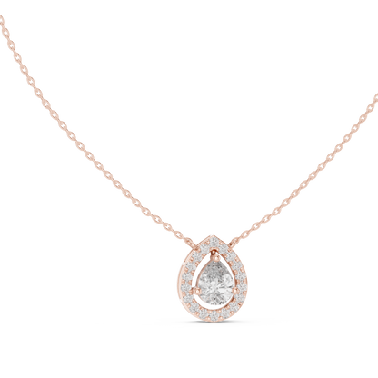Luxury Teardrop Diamond Pendant Necklace with Halo Design