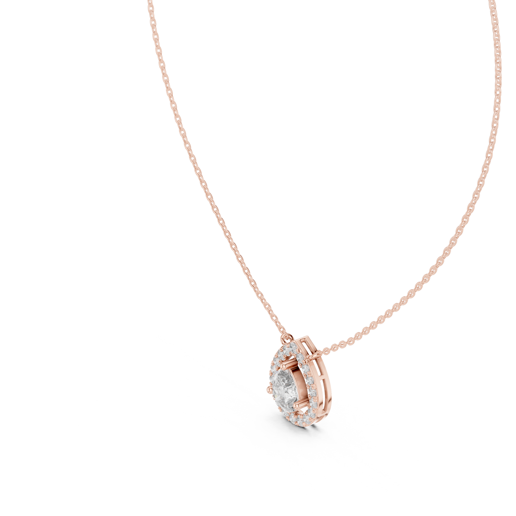 Luxury Teardrop Diamond Pendant Necklace with Halo Design
