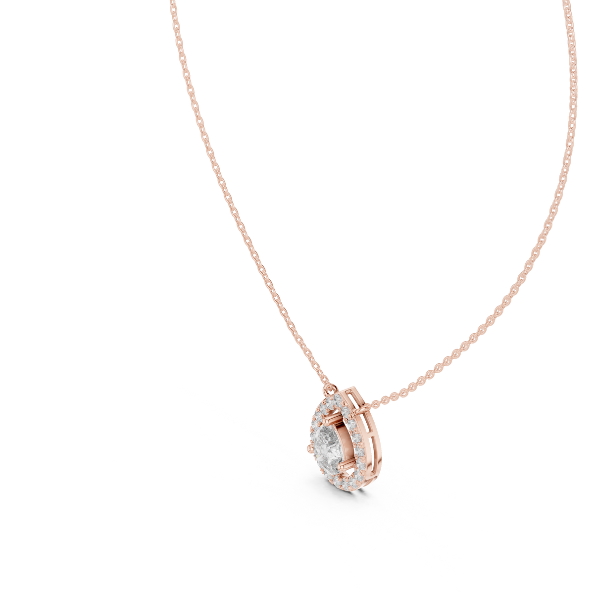 Luxury Teardrop Diamond Pendant Necklace with Halo Design