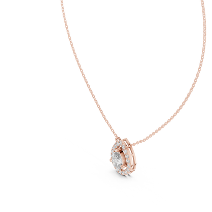 Luxury Teardrop Diamond Pendant Necklace with Halo Design