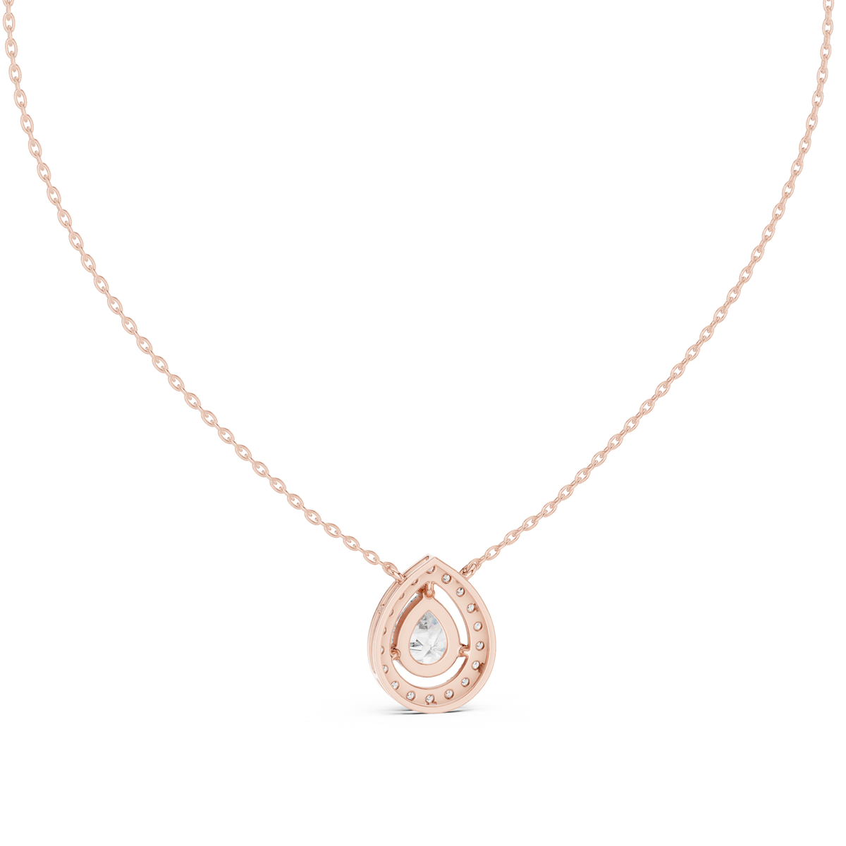 Luxury Teardrop Diamond Pendant Necklace with Halo Design