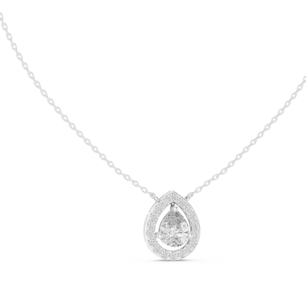 Luxury Teardrop Diamond Pendant Necklace with Halo Design
