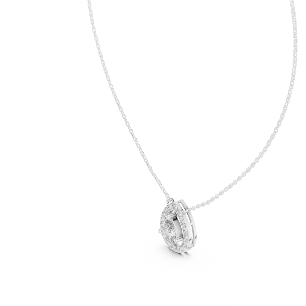 Luxury Teardrop Diamond Pendant Necklace with Halo Design