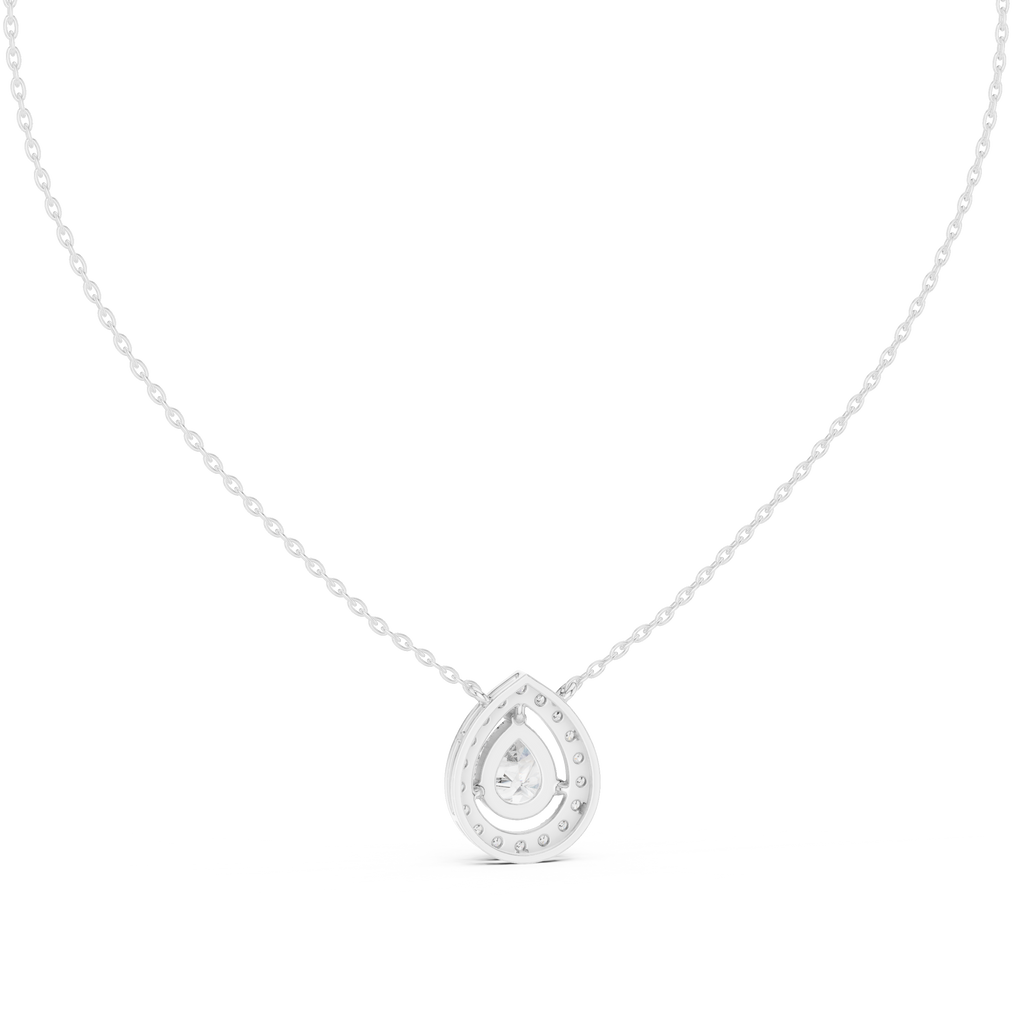 Luxury Teardrop Diamond Pendant Necklace with Halo Design