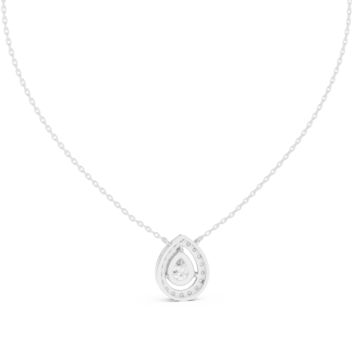 Luxury Teardrop Diamond Pendant Necklace with Halo Design