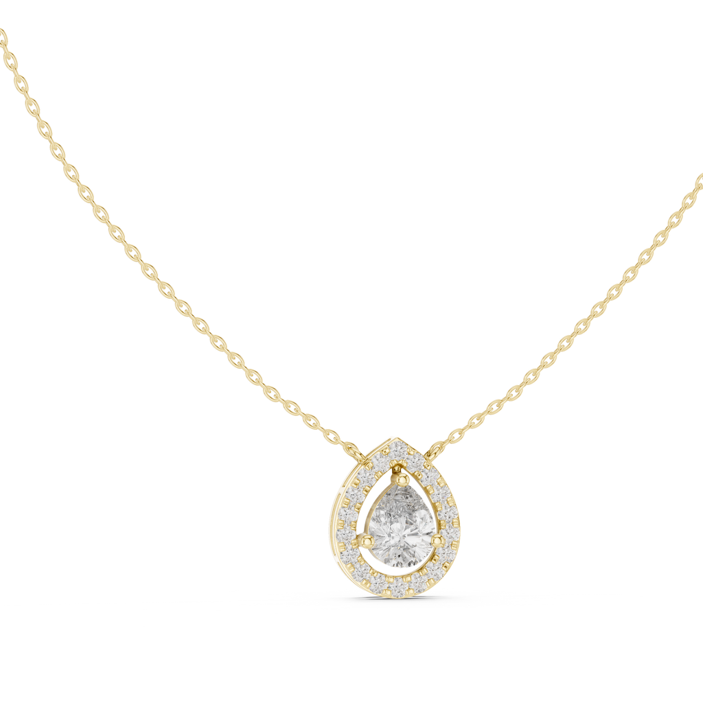 Luxury Teardrop Diamond Pendant Necklace with Halo Design