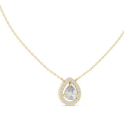 Luxury Teardrop Diamond Pendant Necklace with Halo Design